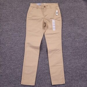 NWT Old Navy Skinny Khaki Pants Sz 2 (28x28.5) Tan Cotton Stretch Flat Slash